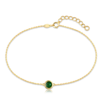 Náramek MINET Decentní zlatý náramek se zeleným zirkonem Au 585/1000