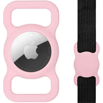 Pouzdro na mobilní telefon Silikonový obal k uchycení na obojek pro AirTag - růžový