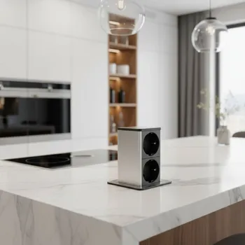 Elektrická zásuvka Interex design Výsuvná zásuvka SQUARE UP SCHUKO 2x230V / nerezová ocel