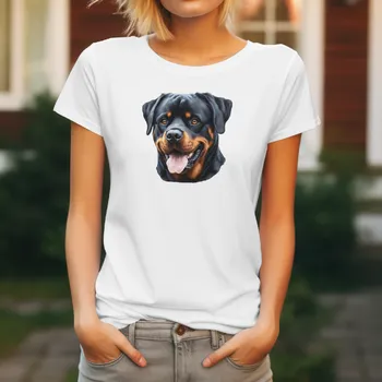 Dámské tričko Dámské Tričko Rotvajler Barva: Bílá, Velikost: 3XL