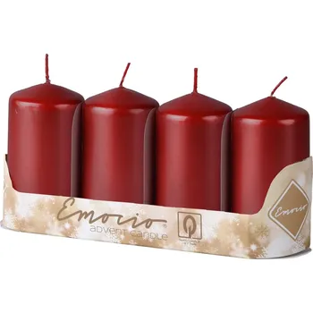 Emocio adventní válec 4ks 50x90 bordó svíčky 4x140 gram 568 gram