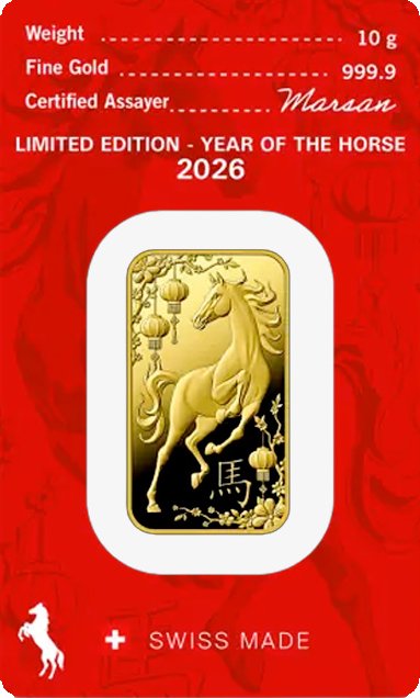 10g Argor Heraeus Limited edition - Rok koně 2026 investiční zlatý slitek