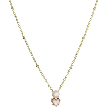 Náhrdelník Pozlacený náhrdelník s říční perlou srdíčko 22055.1