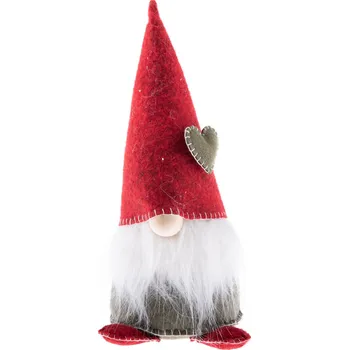 Vánoční dekorace Textilní vánoční trpaslík, 23 cm, červená