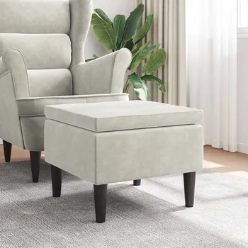 Stolička zahrada-XL Taburetka s dřevěnými nohami krémová sametová 329445