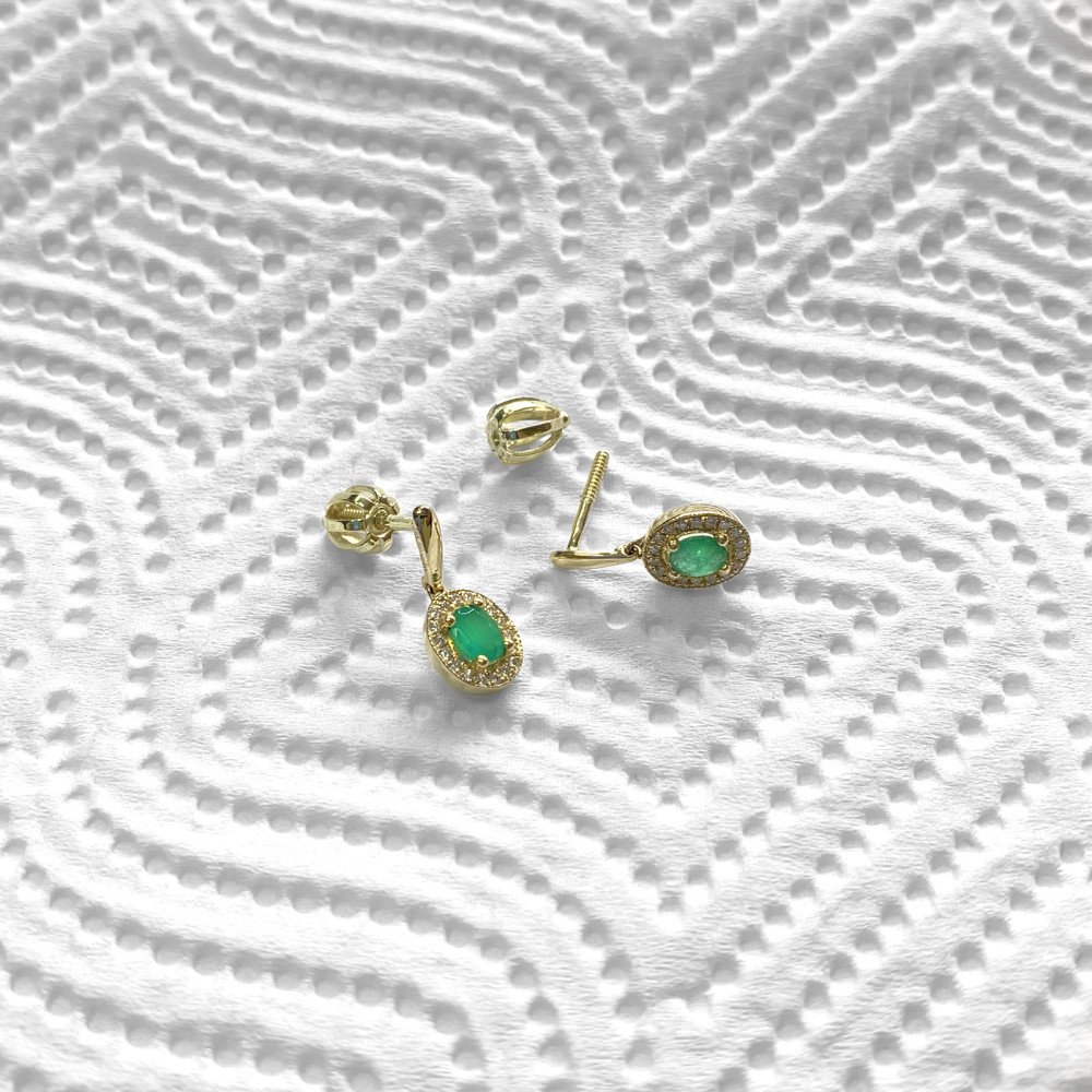 Náušnice se smaragdy a brilianty