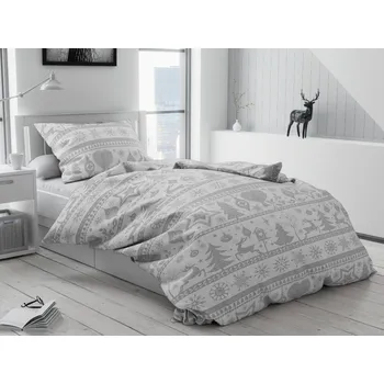 Povlečení Textilomanie Vánoce šedé 140 x 200, 70 x 90 cm knoflík