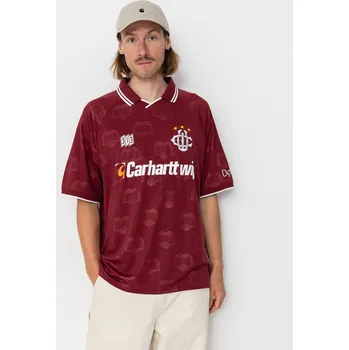 Pánské tričko Carhartt WIP Hartts Football (heart train jacquard/mulberry) XL, vínově červená