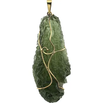 Přívěsek Vltavín Moldavite Luxusní zlatý přívěsek s vltavínem P25 0130