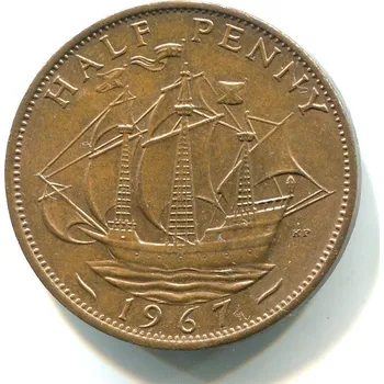 VELKÁ BRITÁNIE. 1/2 penny 1967.