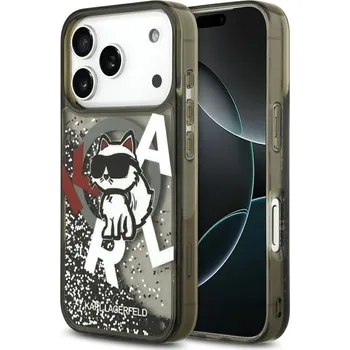Karl Lagerfeld Liquid Glitter Choupette Logo MagSafe iPhone 17 Pro černé
