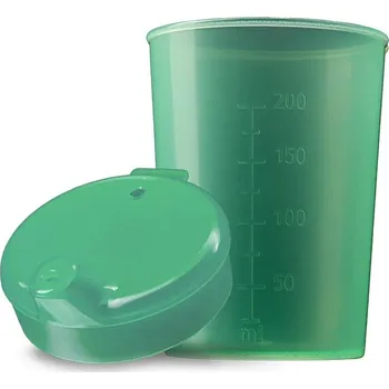 Jednorázové nádobí Pohárek na nápoje s víčkem a savičkou, plastový, zelený 250 ml, 50 ks