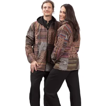 Teplá bunda PATCHWORK HARMONY hnědá XL