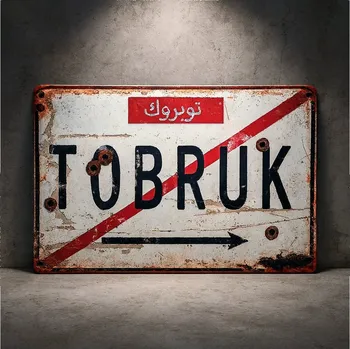 Plakát SUPERATOR Retro plechová cedule Tobruk – českoslovenští obránci 1941, WW2, 30×20 cm | skladem v ČR | rychlé odeslání | sběratelská WW2 cedule |