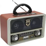 Retro přenosné rádio s Bluetooth, USB, TF (microSD) a FM tunerem - CMiK MK-112BT - Světle hnědé