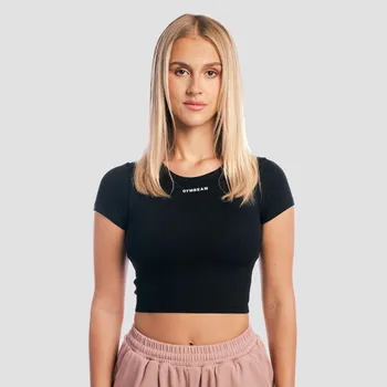 Dámské tričko GymBeam Women‘s Aura Cropped T-Shirt Black S černá