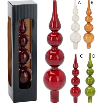 Vánoční ozdoba Skleněná vánoční špice 28 cm, zelená transparentní D