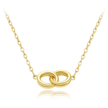 Módní doplněk MINET Zlatý náhrdelník spojené kroužky Au 585/1000