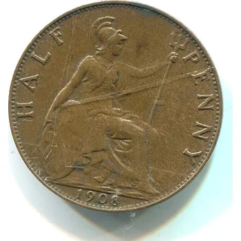 Sběratelství VELKÁ BRITÁNIE. 1/2 penny 1908.
