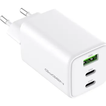 Nabíječka do sítě GoGEN ACHPDQ365, 2x USB-C PD 65W + 20W, 1x USB-A 18W - bílá