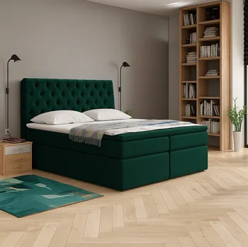 Postel Eka Kontinentální čalouněná postel Luxurious - Cassablanca (90x200 cm) Barva látky Trinity: (2328) Tmavá zelená