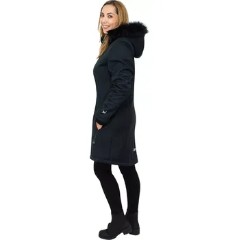 Dámský kabát ESITO | Dámský zimní softshellový kabát s beránkem Lamb Black - černá / XXXL