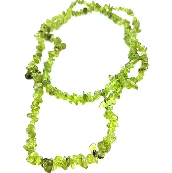 Náhrdelník Dlouhý sekaný náhrdelník z olivínu – 85 cm přírodní kámen pro ochranu a rovnováhu