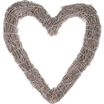 Autronic Věnec proutěný - tvar srdce, velký, šedý
