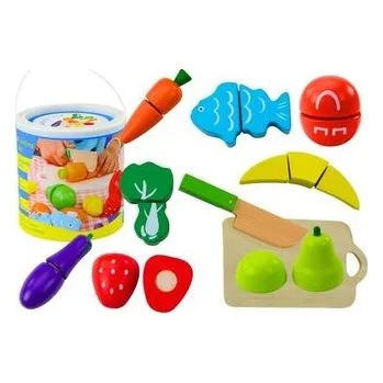 Dětská kuchyňka Zestaw warzyw i owoców do krojenia w wiaderku