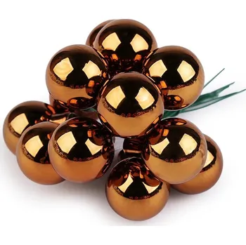 Bytová dekorace Stoklasa Baňka ozdobná na drátku tmavá zlatá lesklá 12 ks