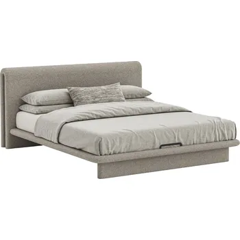 Postel Woodsoft Béžová bouclé dvoulůžková postel Nola 180 x 200 cm