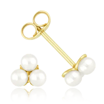 Náušnice MINET Decentní zlaté náušnice s perlami Au 585/1000