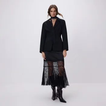 Dámská sukně Reserved - Midi sukně s krajkovým zdobením - černý - 073GG-99X - 073GG-99X-L