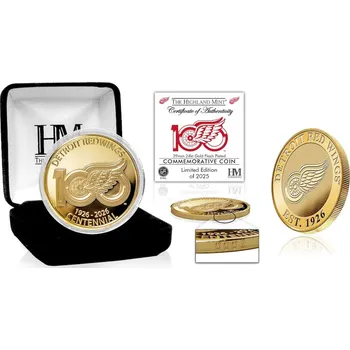 Sběratelský sportovní předmět Highland Mint Sběratelská Pamětní mince Detroit Red Wings NHL 100th Anniversary Gold Coin