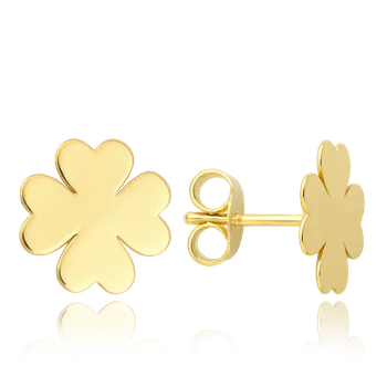 Náušnice MINET Zlaté náušnice čtyřlístky Au 585/1000