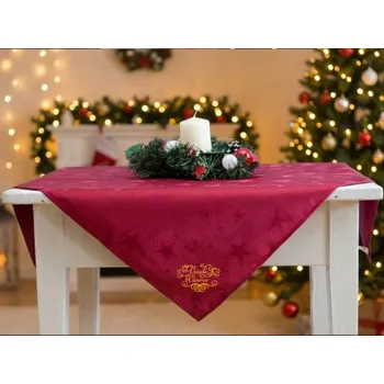 ubrus HEDVA ČESKÝ BROKÁT Ubrus Odaska 77x77 hvězdy vínová rosé