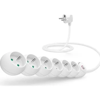 Prodlužovací kabel CONNECT IT prodlužovací kabel 230 V, 6 zásuvek, 5 m, s vypínačem (bílý) CES-1015-WH Bílá