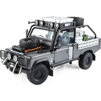 autíčko Range Rover Defender 110 kovový model hračka na baterie světla zvuk 1:24 Šedá
