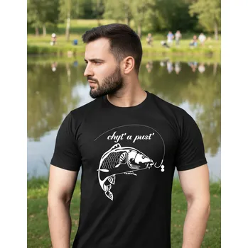 Pánské tričko STRIKER Tričko Kapr - chyť a pusť Barva: Černá, Velikost: S