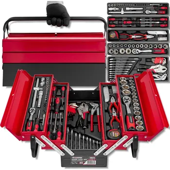 FORCEKRAFT Kovový kufr na nářadí s příslušenstvím, sada 85 ks