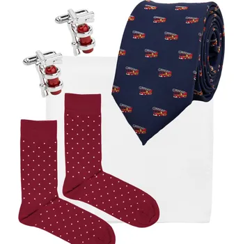 Kravata Bubibubi Tmavomodrá kravatová hasičská sada velikost ponožek 39-42