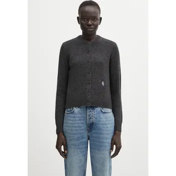 Dámský svetr Vlněný kardigan Sporty & Rich SRC Cashmere dámský, šedá barva, WS07364302GY11, S, 90X