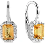 Lillian Vassago Patentové náušnice z bílého zlata s citrínem a zirkony LLV22-GER121WC