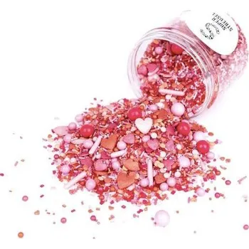 Jedlá dekorace na dort Cukrové zdobení 90g červeno řůžový valentýn - Super Streusel