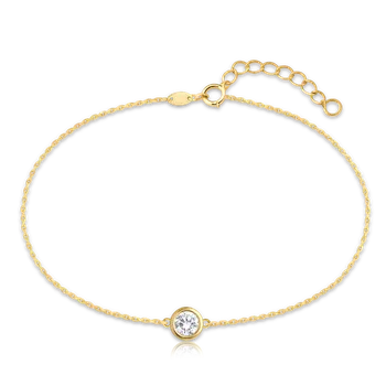 Náramek MINET Decentní zlatý náramek s bílým zirkonem Au 585/1000