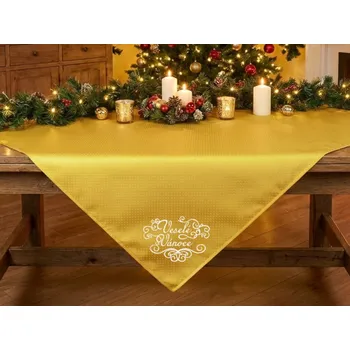 Vánoční dekorace HEDVA ČESKÝ BROKÁT Ubrus Odaska 77x77 ŽÍHÁNÍ zlatá