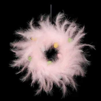 umělá květina Autronic Věnec z peří - pr 29 cm, barva růžová