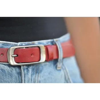 Opasek Dámský úzký kožený pásek Penny Belts 173-93 červený 85 cm