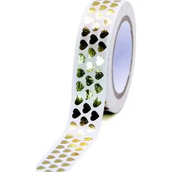 Lepicí páska Dekorační páska GG FT 933081 Gold hearts 10m x 15mm