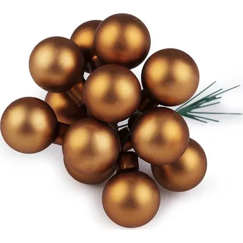 Party dekorace Stoklasa Baňka ozdobná na drátku tmavá zlatá matná 12 ks